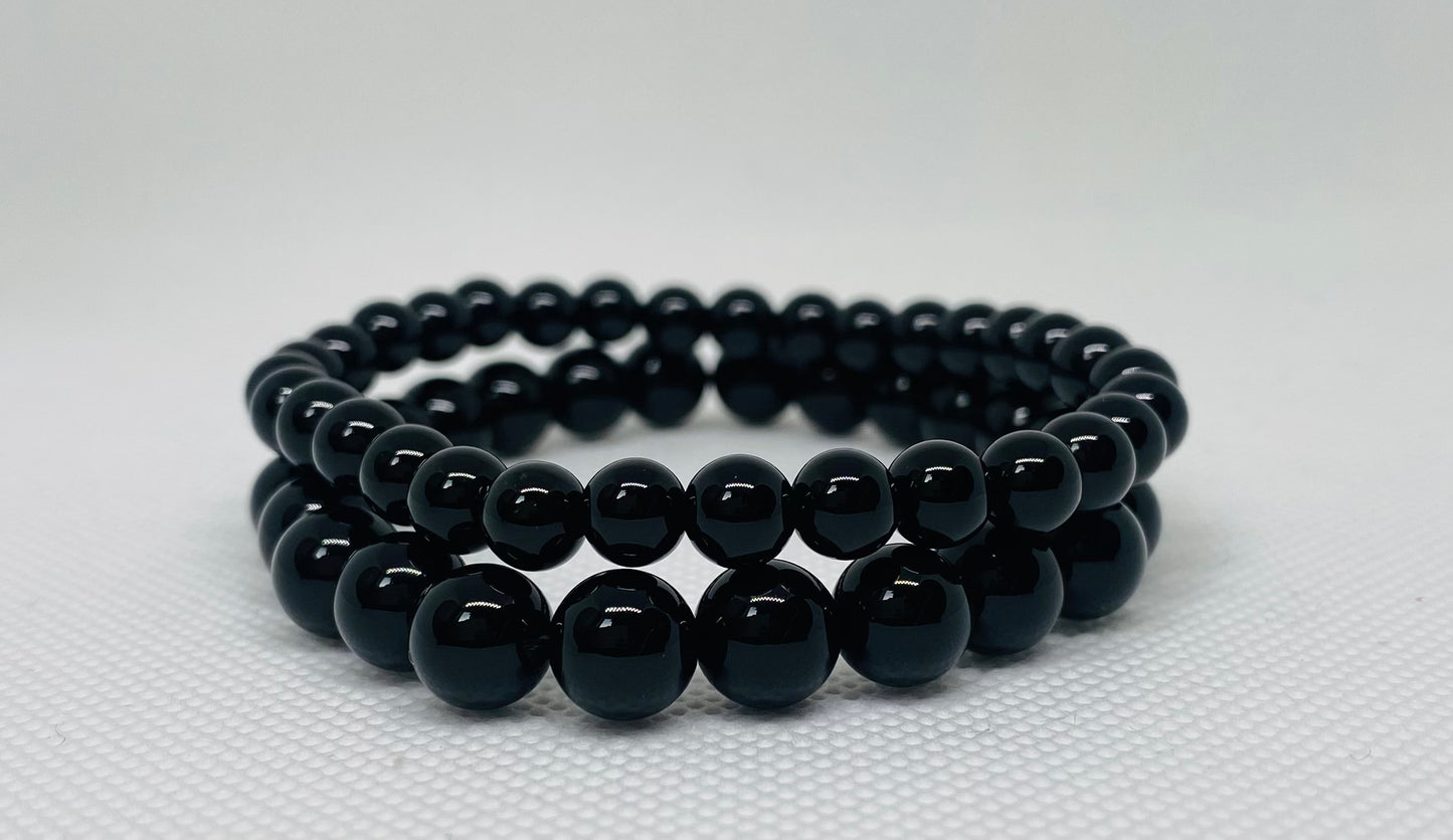 Black onyx beaded bracelet